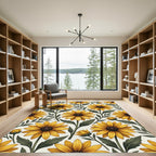 Sunny Yellow Sunflower Botanical Garden Rug