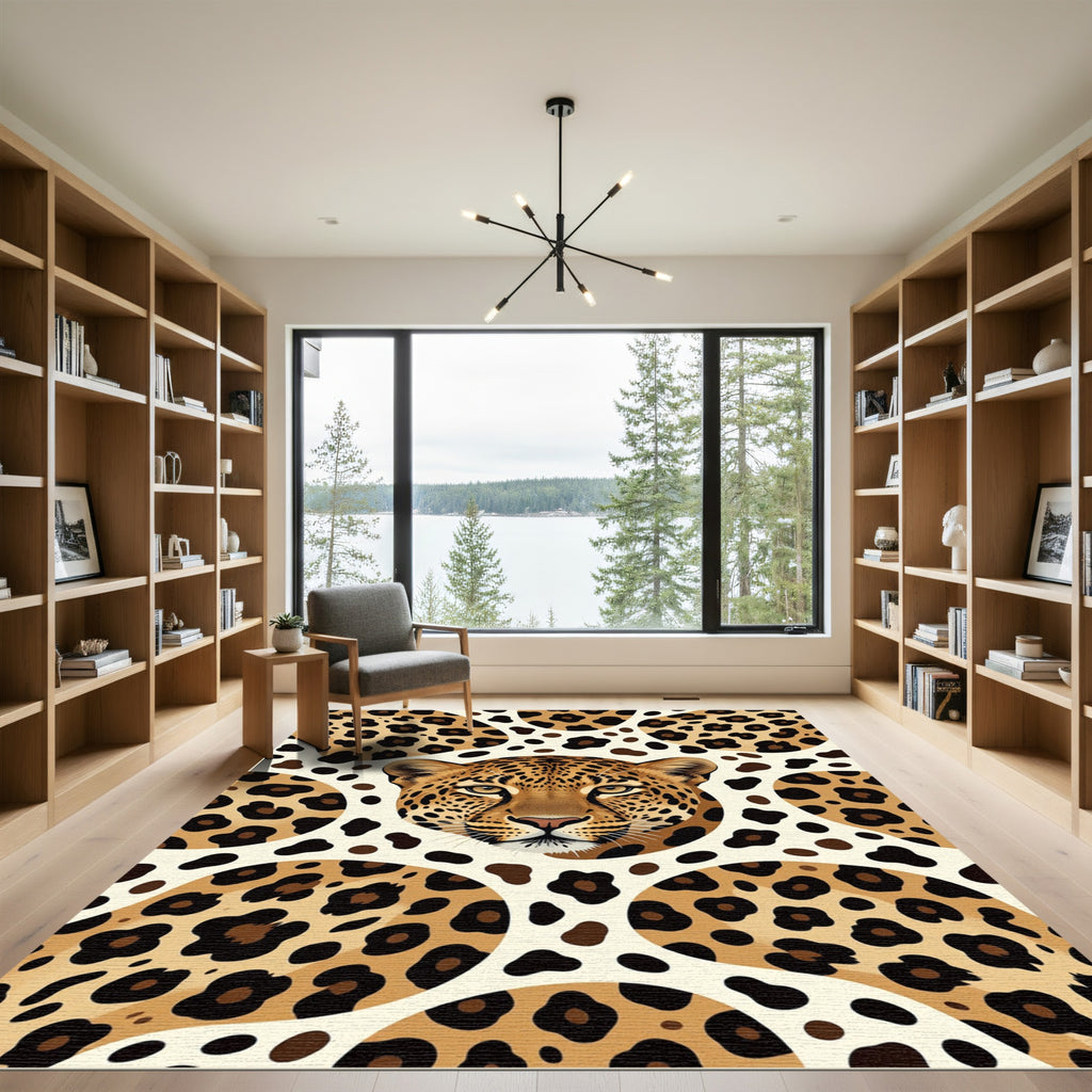 Bold Leopard Face Abstract Spots Rug