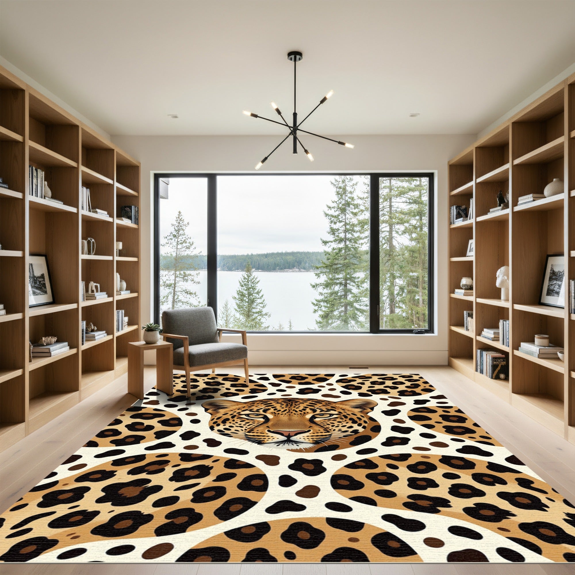 Bold Leopard Face Abstract Spots Rug