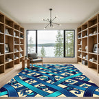 Interlocking Cobalt Teal Filigree Ribbon Rug