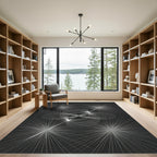Silver Starburst Swirl Abstract Rug