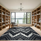 Monochromatic Geometric Zigzag Tribal Chevron Rug