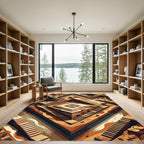 Terracotta Geometric Ziggurat Step Art Rug