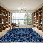 Azure Mandala Floral Intricate Rug