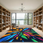 Vibrant Geometric Shards Abstract Art Rug