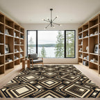 Retro Abstract Diamond Geometric Brown Rug