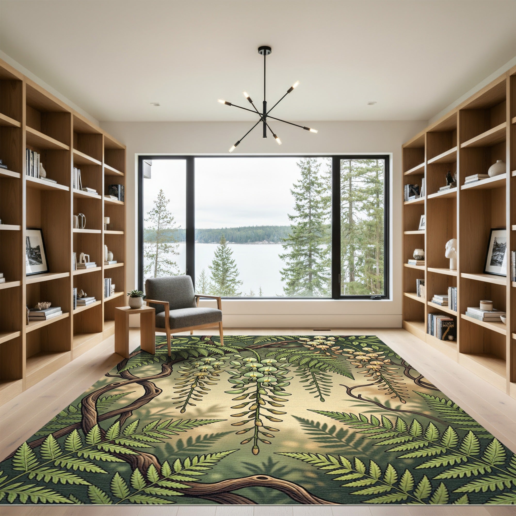 Botanical Sage Wisteria Fern Hanging Vine Rug