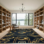 Athletic Gold Basketball Court Action Rug