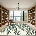 Deep Green Willow Leaf Cascade Rug