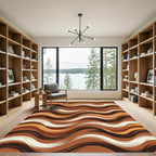 Earthy Brown Brushstroke Waves Rug