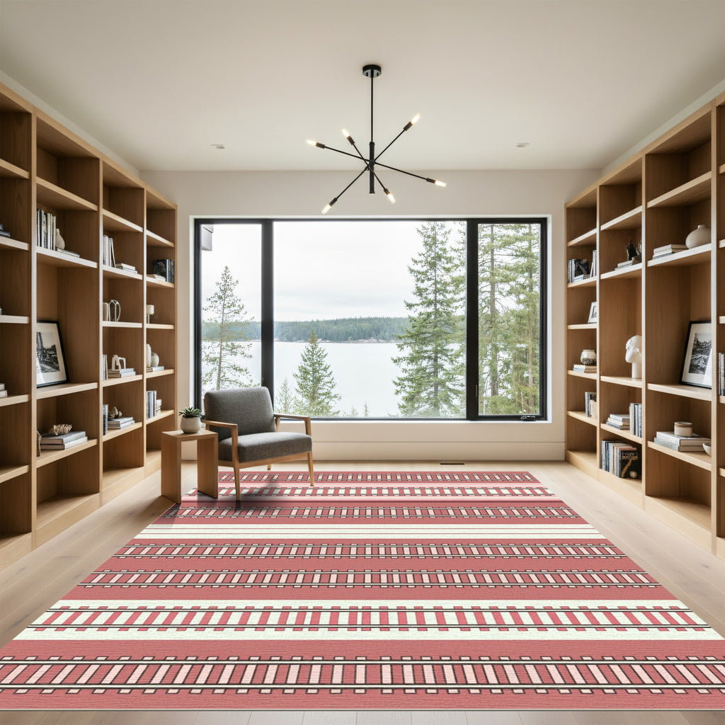 Pink Train Track Repeat Rug