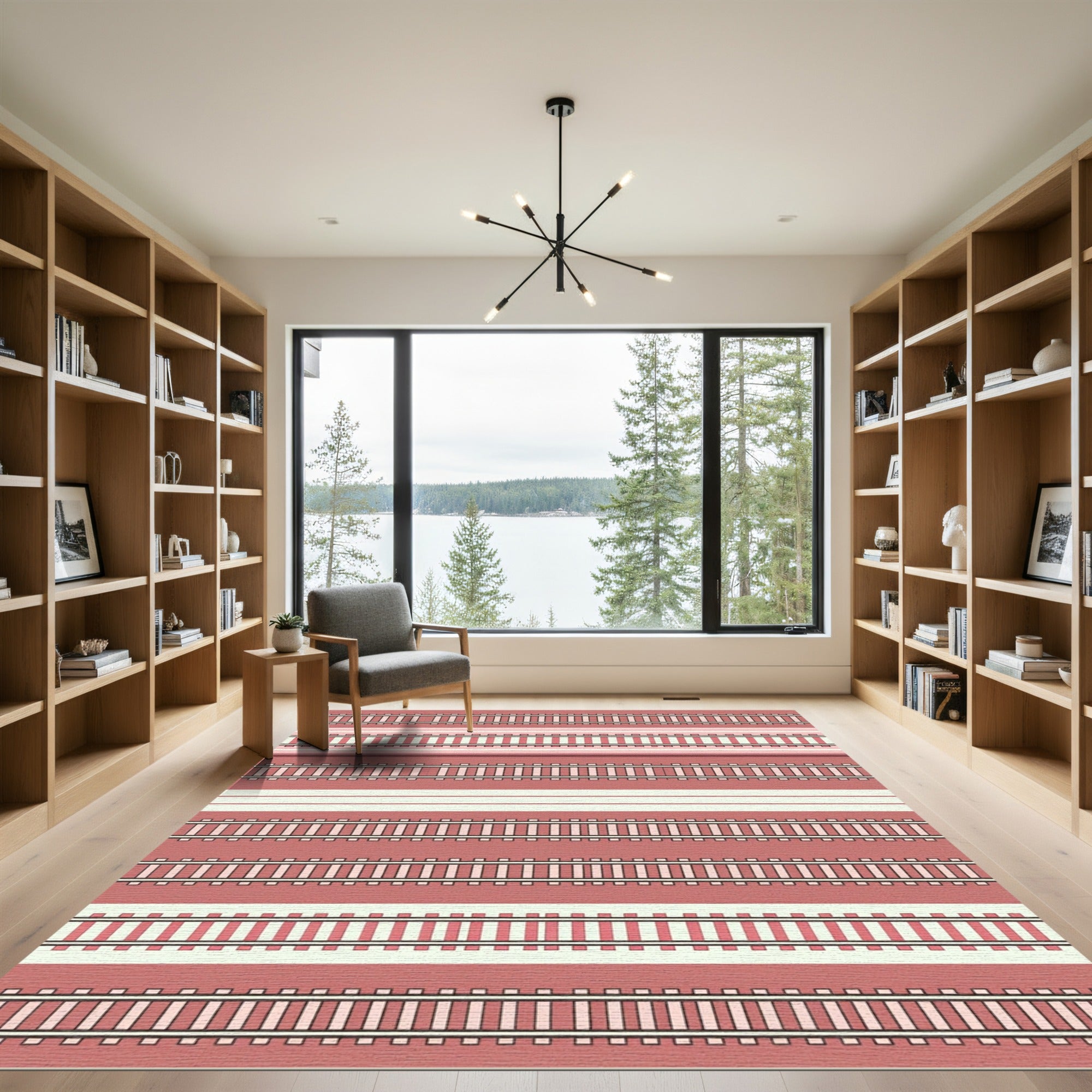 Pink Train Track Repeat Rug