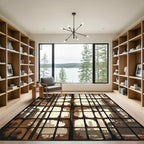 Industrial Cityscape Grunge Window View Rug
