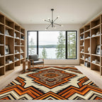 Bold Terracotta Geometric Aztec Diamond Rug