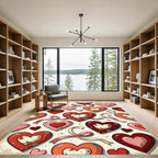 Distressed Red Heart Valentine Ribbon Romance Rug