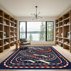 Retro Racing Track Circuit Graphic Rug