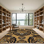 Golden Leopard Face Seamless Animal Texture Rug