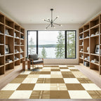 Neutral Tonal Plaid Checkered Geometric Rug