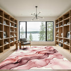Ethereal Pink Cherry Blossom Watercolor Flow Rug