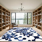Navy Blue Atomic Structure Pattern Rug