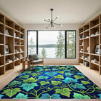 Lush Botanical Ivy Blue Foliage Rug