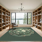Distressed Sage World Laurel Emblem Rug