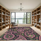 Elegant Paisley Botanical Plum Floral Area Rug