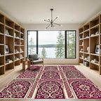 Ornate Burgundy Floral Damask Arch Rug