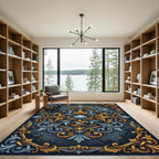 Ornate Gold and Silver Seashell Filigree Rug