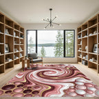 Rose Gold Swirl Marble Bubbles Rug