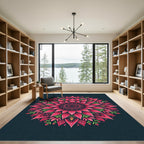 Vibrant Pink Mandala Floral Emblem Rug