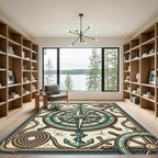 Nautical Compass Anchor Marine Rope Art Rug