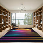 Retro Sunset Neon Gradient Horizon Rug