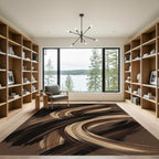 Modern Abstract Earthy Brown Swirl Rug