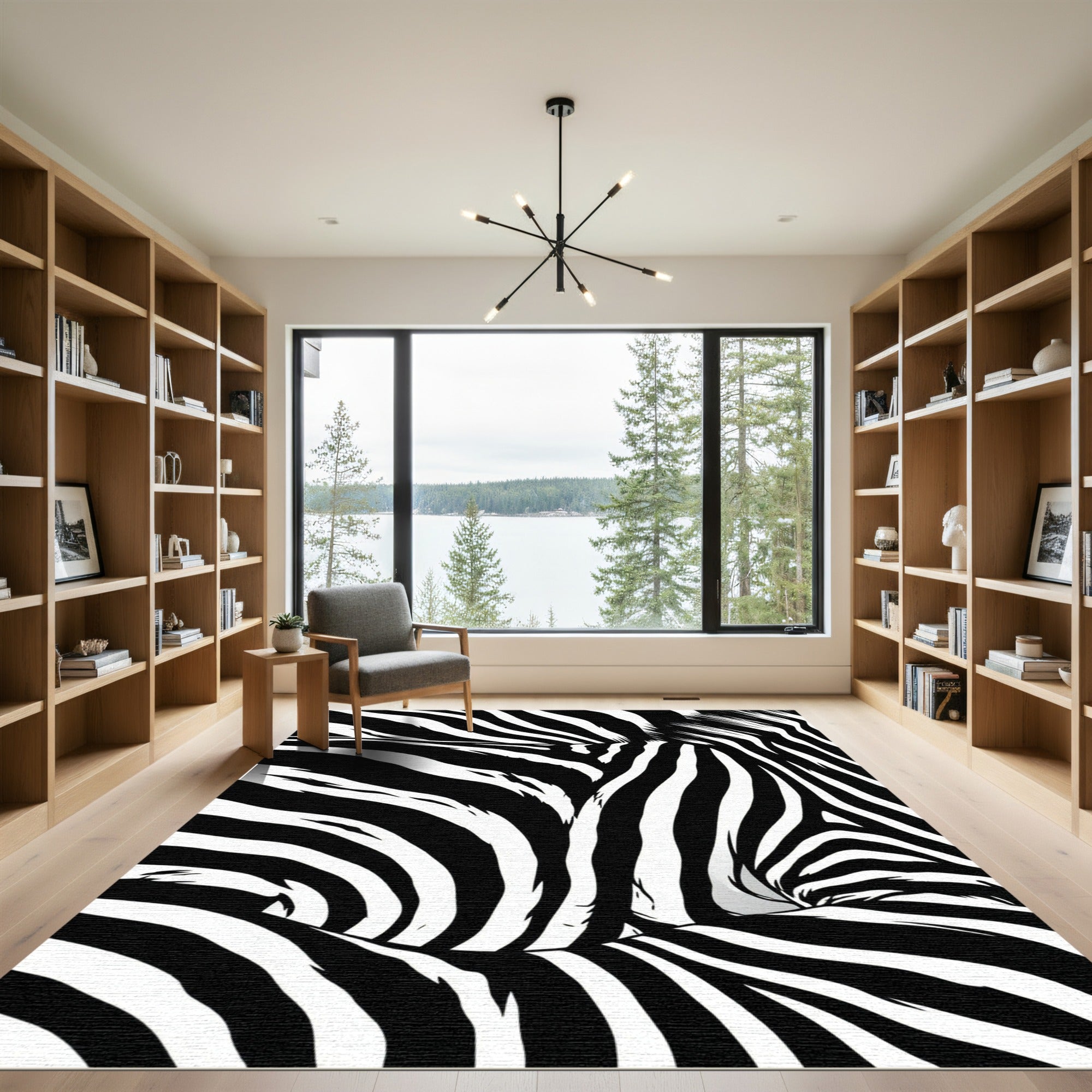 Bold Black and White Zebra Vortex Rug