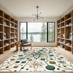 Atomic Midcentury Olive and Gold Burst Rug