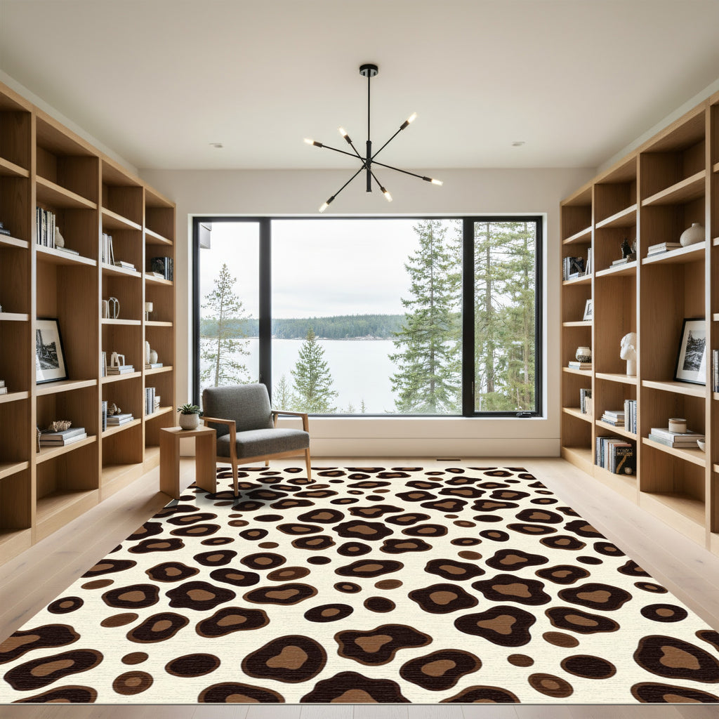 Classic Brown and Cream Leopard Spots Rug