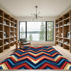 Vibrant Geometric Multicolored Chevron Zigzag Rug