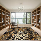 Golden Leopard Head Safari Portrait Rug
