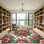 Tropical Coral Reef Botanical Flower Rug