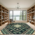 Sage Green Chain Link Paw Geometric Rug