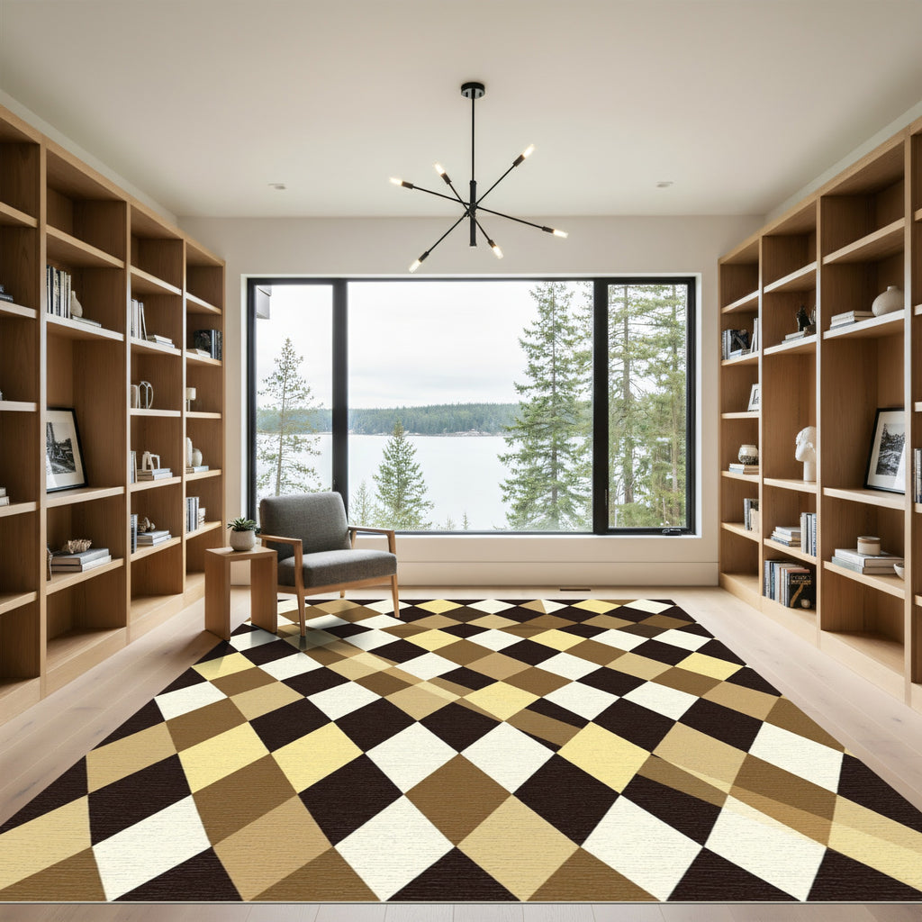 Chocolate Diamond Grid Overlay Rug