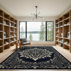 Golden Cream Acanthus Scroll Mandala Rug