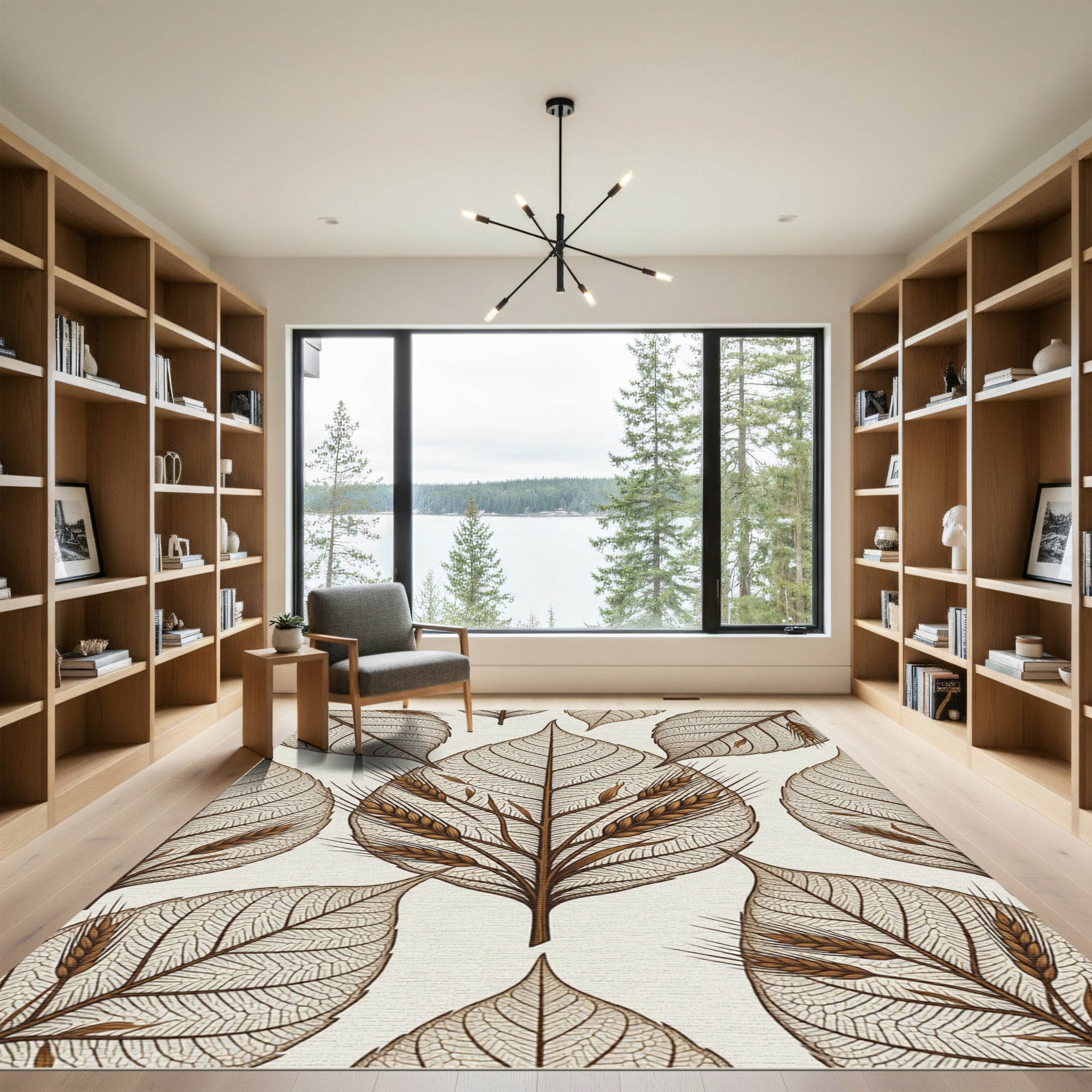 Ethereal Skeleton Leaf Wheat Botanical Neutral Rug