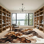 Abstract Coffee Ink Wash Layered Rug