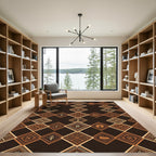 Rustic Earthy Tone Diamond Tapestry Rug