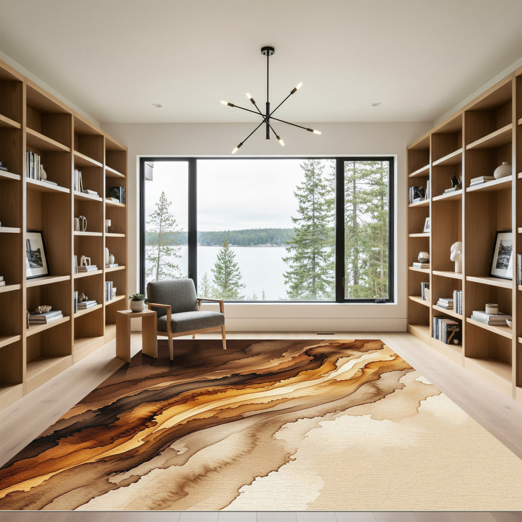 Earthy Waves Watercolor Flow Rug