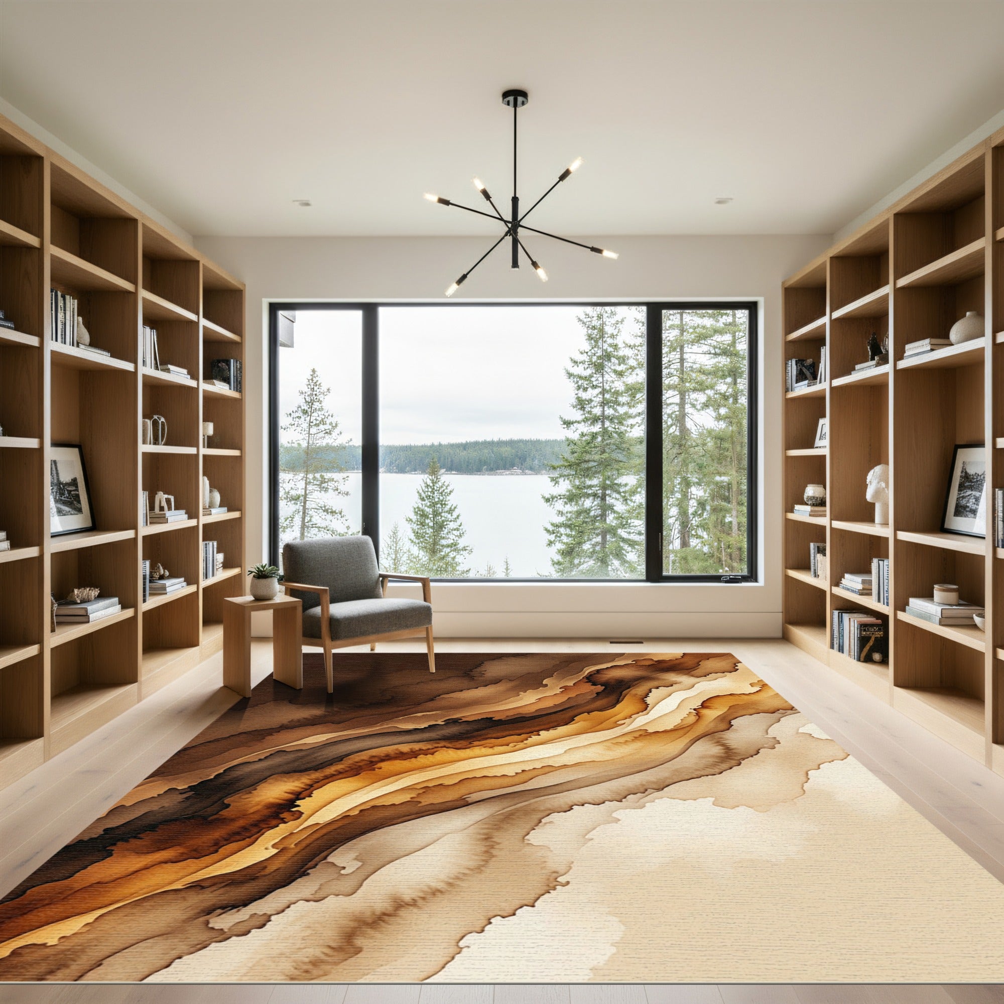 Earthy Waves Watercolor Flow Rug