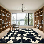 Monochromatic Geometric Diamond Collage Rug
