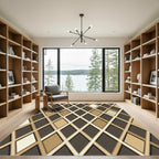 Modern Earthy Tone Diamond Grid Rug